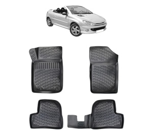Set covorase presuri PEUGEOT 206 din 1999-2014, auto, din cauciuc thermoplastic - Img 2