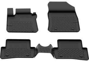 Set covorase Renault Captur I din 2013 - 2019, covorase presuri tavita auto, cu tunel median intermediar din cauciuc thermoplastic, 4 Stickere auto cu Renault - Img 3