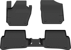 Set covorase Seat Ibiza din 2008 - 2017, covorase presuri tavita auto, cu tunel median intermediar din cauciuc thermoplastic, 4 Stickere auto cu Seat - Img 3