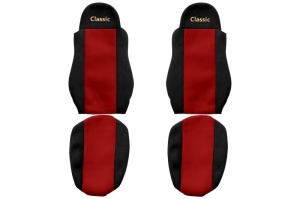 Set Huse Scaune Camion Tir DAF CF 65 din 2001-2013, Auto, Model CLASSIC, Culoare Rosu, 4x Stickere auto cu DAF - Img 2