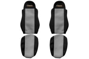 Set Huse Scaune Camion Tir DAF CF 85 din 2001-2020, Auto, Model CLASSIC, Culoare Gri, 4x Stickere auto cu DAF - Img 2