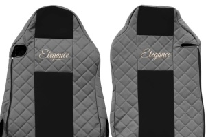 Set Huse Scaune Camion Tir MAN ACTROS MP4 / MP5 din 2011-2024, Auto, Model ELEGANCE Q, Culoare Gri, 4x Stickere auto cu MAN - Img 4