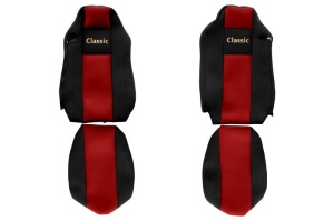 Set Huse Scaune Camion Tir MAN G II din 2017-2023, Auto, Model CLASSIC, Culoare Rosu, 4x Stickere auto cu MAN - Img 2