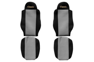 Set Huse Scaune Camion Tir MAN TGS I din 2005-2022, Auto, Model CLASSIC, Culoare Gri, 4x Stickere auto cu MAN - Img 2