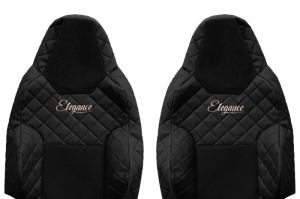 Set Huse Scaune Camion Tir MAN TGX II din 2020, Auto, Model ELEGANCE Q, Culoare Negru, 4x Stickere auto cu MAN - Img 4