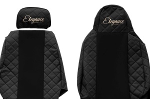Set Huse Scaune Camion Tir SCANIA G II din 2017-2023, Auto, Model ELEGANCE Q, Culoare Negru, 4x Stickere auto cu SCANIA - Img 4