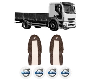 Set Huse Scaune Camion Tir VOLVO FL II din 2006-2009, Auto, Model ELEGANCE Q, Culoare Bej, 4x Stickere auto cu VOLVO