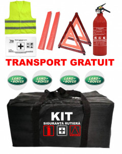 Set Kit - Trusa siguranta auto omologat R.A.R, Stingator cu manometru 1kg P1 , Trusa Medicala, 2 Triunghiuri Reflectorizante , 4 stickere autoadezive LANDROVER accesorii pentru autoturismul tau - masina v92959