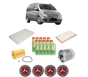 Set Pachet filtre revizie Bosch, 10 litrii ulei Castrol 5W30 MERCEDES-BENZ VIANO (W639) CDI 3.0 (639.811, 639.813, 639.815) din 2006, 4x Stickere auto cu MERCEDES-BENZ - Img 2