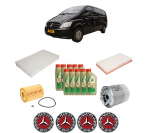 Set Pachet filtre revizie Bosch, 10 litrii ulei Castrol 5W40 MERCEDES-BENZ VITO / MIXTO Van (W639) 120 CDI (639.601, 639.603, 639.605) din 2006, 4x Stickere auto cu MERCEDES-BENZ - Img 2