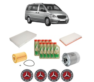 Set Pachet filtre revizie Bosch, 10 litrii ulei Castrol 5W40 MERCEDES-BENZ VITO Bus (W639) 122 CDI (639.701, 639.703, 639.705) din 2010, 4x Stickere auto cu MERCEDES-BENZ - Img 2