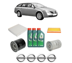 Set Pachet filtre revizie Bosch, 3 litrii ulei Castrol 10W40 NISSAN PRIMERA Estate (WP12) 1.6 Visia din 2002-2006, 4x Stickere auto cu NISSAN - Img 2