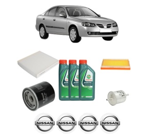 Set Pachet filtre revizie Bosch, 3 litrii ulei Castrol 10W40 NISSAN ALMERA II (N16) 1.5 din 2000-2006, 4x Stickere auto cu NISSAN - Img 2