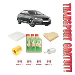 Set Pachet filtre revizie Bosch, 3 litrii ulei Castrol 5W30 SEAT TOLEDO IV (KG3) 1.2 din 2012-2015, 4x Stickere auto cu SEAT