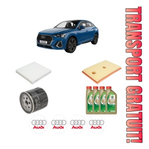Set Pachet filtre revizie Bosch, 4 litrii ulei Castrol 0W20 AUDI Q3 Sportback (F3N) 45 TFSI e din 2020, 4x Stickere auto cu AUDI