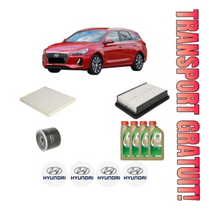 Set Pachet filtre revizie Bosch, 4 litrii ulei Castrol 0W20 HYUNDAI i30 Estate (PDE) 1.5 din 2020, 4x Stickere auto cu HYUNDAI