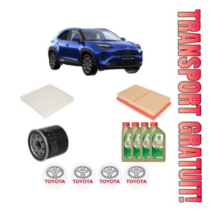 Set Pachet filtre revizie Bosch, 4 litrii ulei Castrol 0W20 TOYOTA YARIS CROSS (MXP_) 1.5 (MXPB10) din 2020, 4x Stickere auto cu TOYOTA
