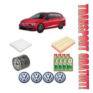 Set Pachet filtre revizie Bosch, 4 litrii ulei Castrol 0W20 Volkswagen GOLF VIII Variant (CG5, DB5) 1.0 TSI din 2020, 4x Stickere auto cu Volkswagen