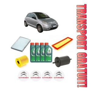 Set Pachet filtre revizie Bosch, 4 litrii ulei Castrol 10W40 CITROEN C3 Pluriel (HB_) 1.4 din 2003, 4x Stickere auto cu CITROEN