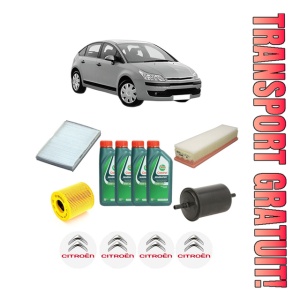 Set Pachet filtre revizie Bosch, 4 litrii ulei Castrol 10W40 CITROEN C4 I (LC_) 1.4 16V din 2004-2011, 4x Stickere auto cu CITROEN