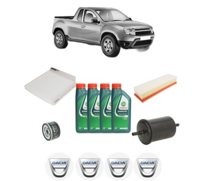 Set Pachet filtre revizie Bosch, 4 litrii ulei Castrol 10W40 DACIA LOGAN Pickup (US_) 1.6 din 2008, 4x Stickere auto cu DACIA - Img 2