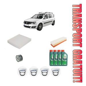 Set Pachet filtre revizie Bosch, 4 litrii ulei Castrol 10W40 DACIA LOGAN MCV II 1.6 din 2013, 4x Stickere auto cu DACIA