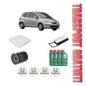 Set Pachet filtre revizie Bosch, 4 litrii ulei Castrol 10W40 HONDA JAZZ II (GD_, GE3, GE2) 1.3 iDSi (GD1) din 2002-2007, 4x Stickere auto cu HONDA