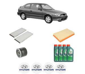 Set Pachet filtre revizie Bosch, 4 litrii ulei Castrol 10W40 HYUNDAI ACCENT II (LC) 1.6 din 2002-2005, 4x Stickere auto cu HYUNDAI - Img 2