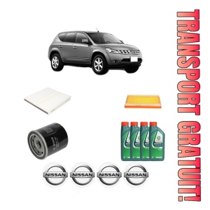 Set Pachet filtre revizie Bosch, 4 litrii ulei Castrol 10W40 NISSAN MURANO I (Z50) 3.5 4x4 din 2003-2008, 4x Stickere auto cu NISSAN