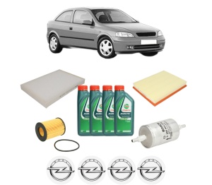 Set Pachet filtre revizie Bosch, 4 litrii ulei Castrol 10W40 OPEL ASTRA G Hatchback (T98) 1.2 16V (F08, F48) din 2000-2005, 4x Stickere auto cu OPEL - Img 2