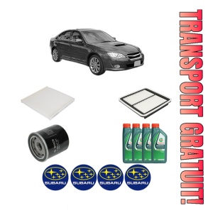 Set Pachet filtre revizie Bosch, 4 litrii ulei Castrol 10W40 SUBARU LEGACY IV (BL) 2.0 AWD (BL5) din 2003-2005, 4x Stickere auto cu SUBARU