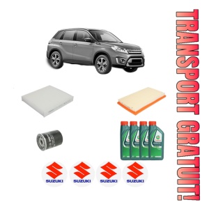 Set Pachet filtre revizie Bosch, 4 litrii ulei Castrol 10W40 SUZUKI VITARA (LY) 1.6 (APK 416) din 2015, 4x Stickere auto cu SUZUKI