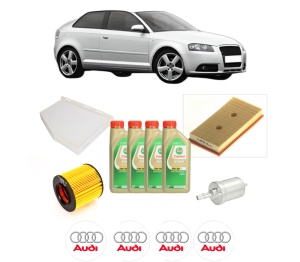 Set Pachet filtre revizie Bosch, 4 litrii ulei Castrol 5W30 AUDI A3 (8P1) 1.6 FSI din 2003-2007, 4x Stickere auto cu AUDI - Img 2