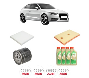 Set Pachet filtre revizie Bosch, 4 litrii ulei Castrol 5W30 AUDI A3 (8V1, 8VK) 1.4 TFSI din 2012-2014, 4x Stickere auto cu AUDI - Img 2