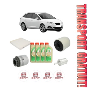 Set Pachet filtre revizie Bosch, 4 litrii ulei Castrol 5W30 SEAT IBIZA IV ST (6J8, 6P8) 1.2 TSI din 2010-2015, 4x Stickere auto cu SEAT