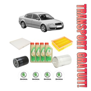 Set Pachet filtre revizie Bosch, 4 litrii ulei Castrol 5W30 SKODA SUPERB I (3U4) 1.8 T din 2001-2008, 4x Stickere auto cu SKODA