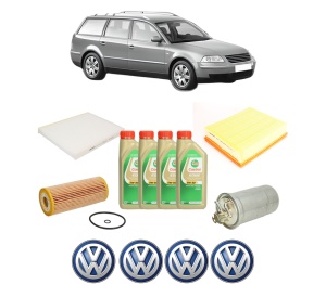 Set Pachet filtre revizie Bosch, 4 litrii ulei Castrol 5W30 Volkswagen PASSAT B5.5 Variant (3B6) 2.0 TDI din 2003-2005, 4x Stickere auto cu Volkswagen - Img 2