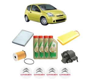 Set Pachet filtre revizie Bosch, 4 litrii ulei Castrol 5W40 CITROEN C2 ENTERPRISE (JG_) 1.4 HDi din 2003-2005, 4x Stickere auto cu CITROEN - Img 2