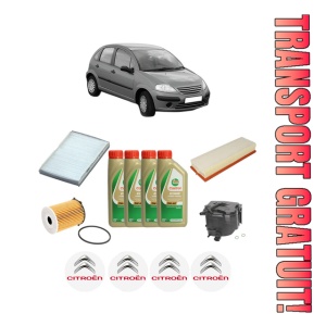 Set Pachet filtre revizie Bosch, 4 litrii ulei Castrol 5W40 CITROEN C3 I (FC_, FN_) 1.4 16V HDi din 2002-2008, 4x Stickere auto cu CITROEN