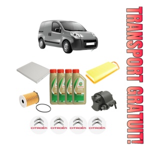 Set Pachet filtre revizie Bosch, 4 litrii ulei Castrol 5W40 CITROEN NEMO Box Body/MPV (AA_) 1.4 HDi din 2008, 4x Stickere auto cu CITROEN