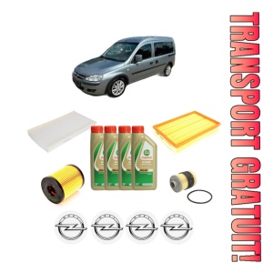 Set Pachet filtre revizie Bosch, 4 litrii ulei Castrol 5W40 OPEL COMBO Tour 1.3 CDTI 16V din 2004-2011, 4x Stickere auto cu OPEL