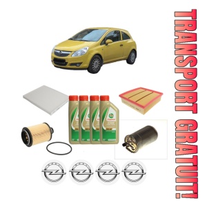 Set Pachet filtre revizie Bosch, 4 litrii ulei Castrol 5W40 OPEL CORSA D Hatchback Van (S07) 1.3 CDTI (L08) din 2006-2014, 4x Stickere auto cu OPEL