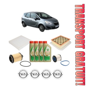 Set Pachet filtre revizie Bosch, 4 litrii ulei Castrol 5W40 OPEL MERIVA B VAN (S10) 1.3 CDTi (75) din 2013-2014, 4x Stickere auto cu OPEL