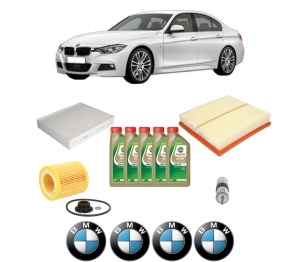 Set Pachet filtre revizie Bosch, 5 litrii ulei Castrol 0W20 BMW Seria 3 (F30, F80) 328 i din 2011-2018, 4x Stickere auto cu BMW - Img 2