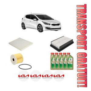 Set Pachet filtre revizie Bosch, 5 litrii ulei Castrol 0W20 KIA CEED (CD) 1.6 CRDi 115 din 2018, 4x Stickere auto cu KIA
