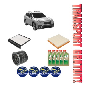 Set Pachet filtre revizie Bosch, 5 litrii ulei Castrol 0W20 SUBARU FORESTER (SK_) 2.5 AWD (SK9) din 2018, 4x Stickere auto cu SUBARU
