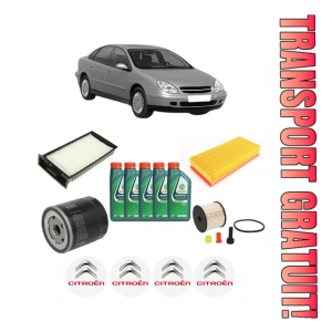Set Pachet filtre revizie Bosch, 5 litrii ulei Castrol 10W40 CITROEN C5 I (DC_) 2.0 HDi (DCRHZB, DCRHZE) din 2001-2004, 4x Stickere auto cu CITROEN