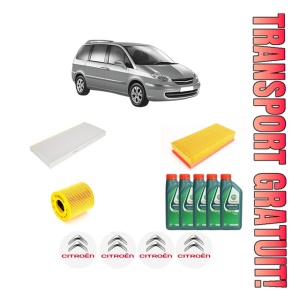 Set Pachet filtre revizie Bosch, 5 litrii ulei Castrol 10W40 CITROEN C8 (EA_, EB_) 2.0 16V din 2005, 4x Stickere auto cu CITROEN