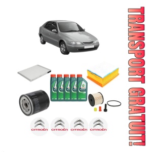 Set Pachet filtre revizie Bosch, 5 litrii ulei Castrol 10W40 CITROEN XSARA (N1) 2.0 HDi 109 din 2001-2005, 4x Stickere auto cu CITROEN