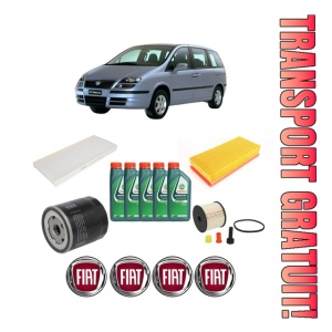 Set Pachet filtre revizie Bosch, 5 litrii ulei Castrol 10W40 FIAT ULYSSE (179_) 2.2 JTD din 2002-2006, 4x Stickere auto cu FIAT